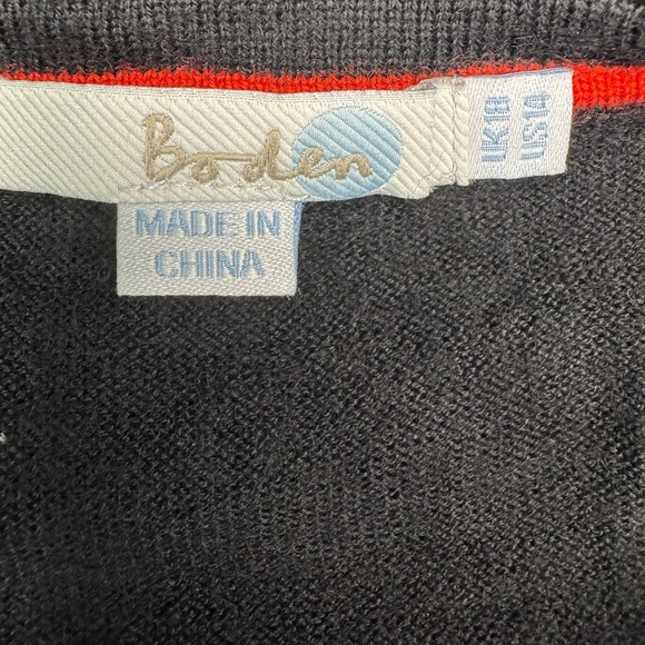 Boden Pure Wool Black Frill Knitted Skater Dress  Size 14 Gold buttons.  A26 - Picture 9 of 13